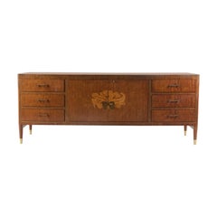 1950 Inlaid Sideboard by Giovanni Gariboldi for Colli, Rosewood Sycomore Brass