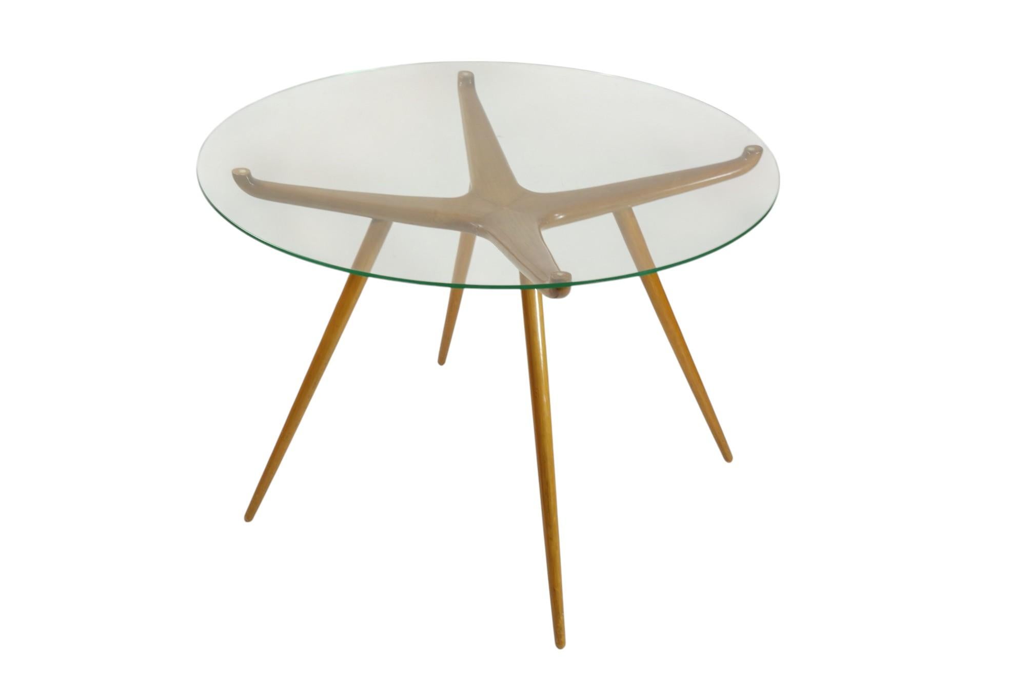 1950 Italienisches Design Mid Century Modern Ico Parisi Stil Couchtisch (Glas) im Angebot