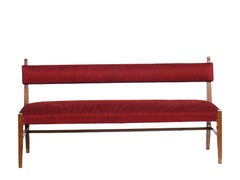 Banco de madera de diseño italiano de mediados de siglo de 1950