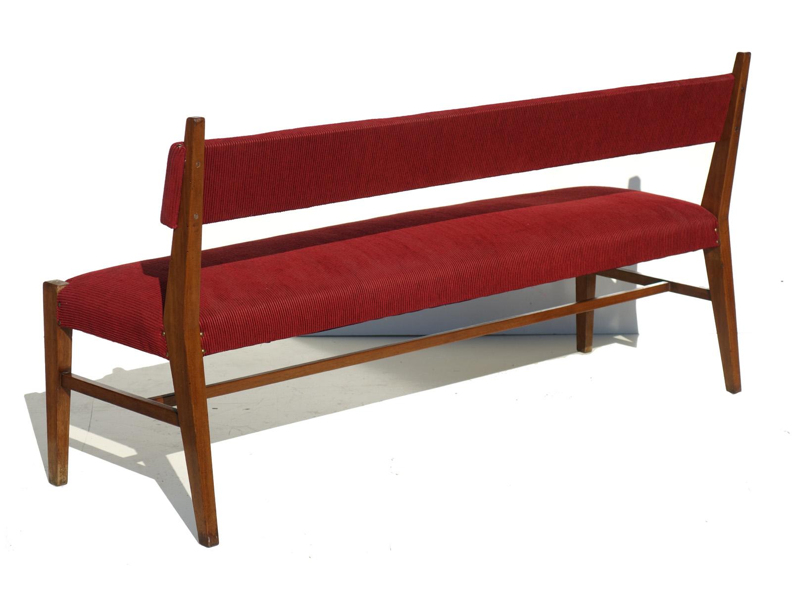 Mid-Century Modern 1950 Italian Design Midcentury Wood Bench For Sale