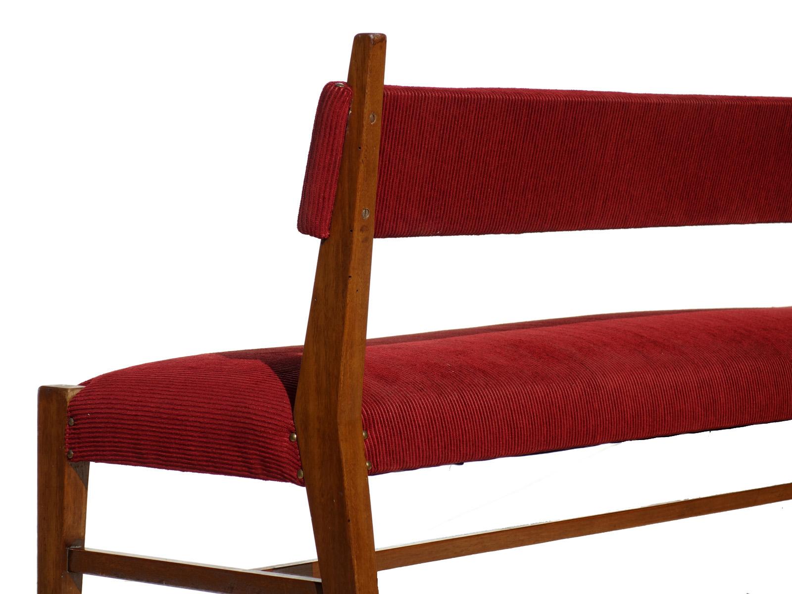 1950 Italian Design Midcentury Wood Bench For Sale 2