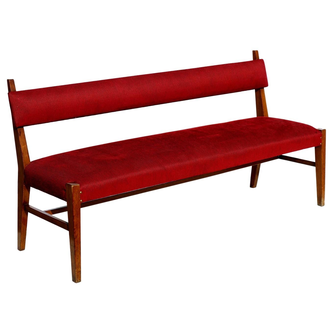 1950 Italian Design Midcentury Wood Bench For Sale