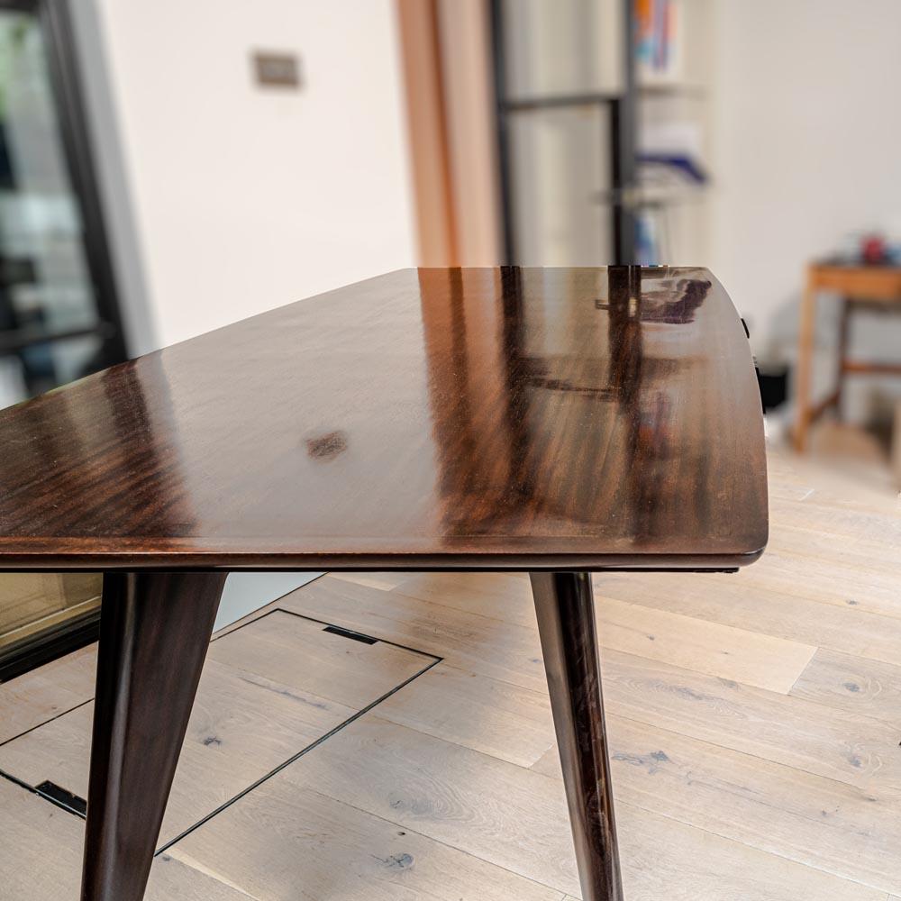 Mid-20th Century 1950 Italian dining table dark polished wood tapered legs design by Ico Parisi For Sale