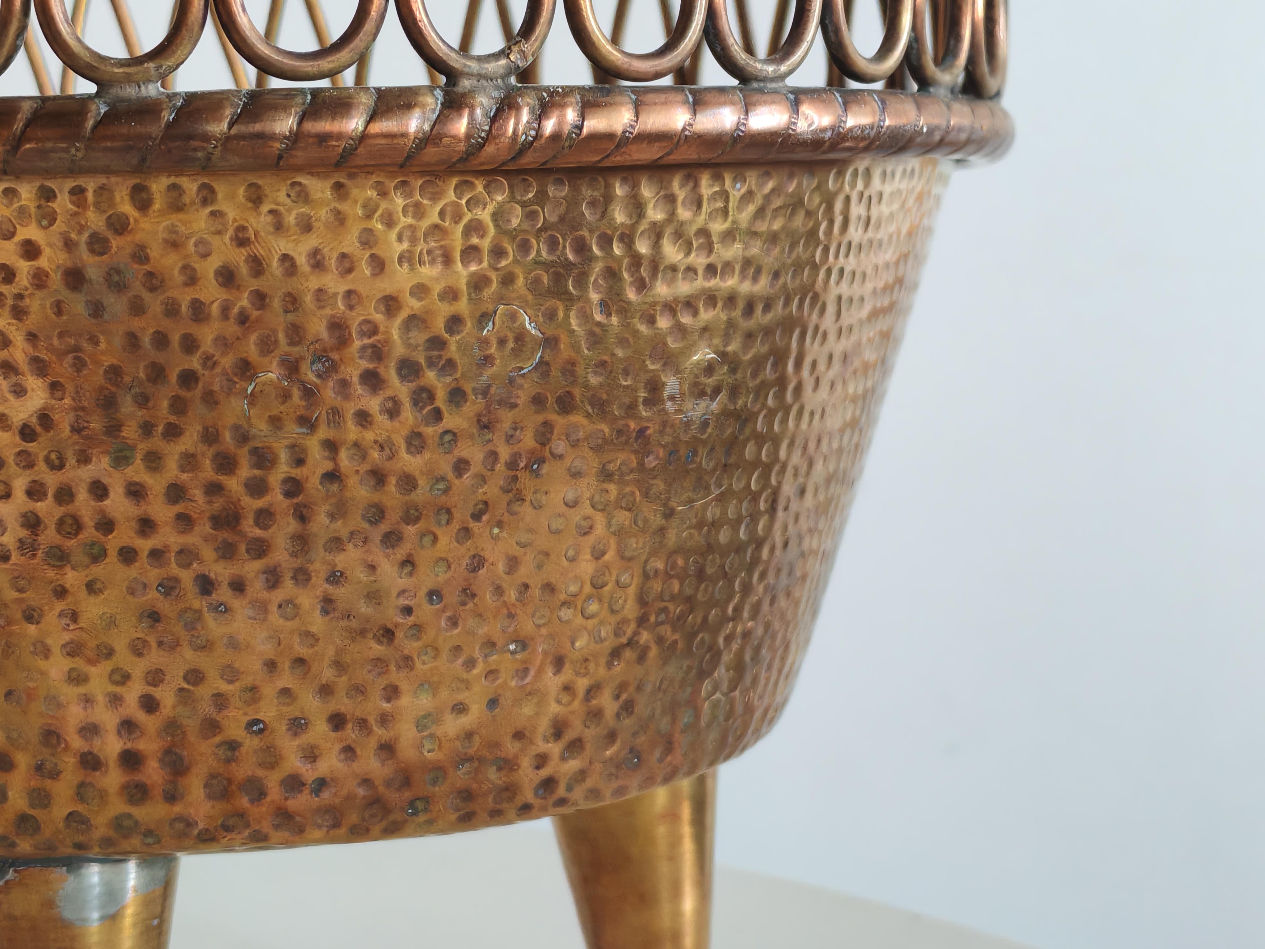 1950 Italian Mid Century Design Gio Ponti style Metal Brass Copper Vase For Sale 6
