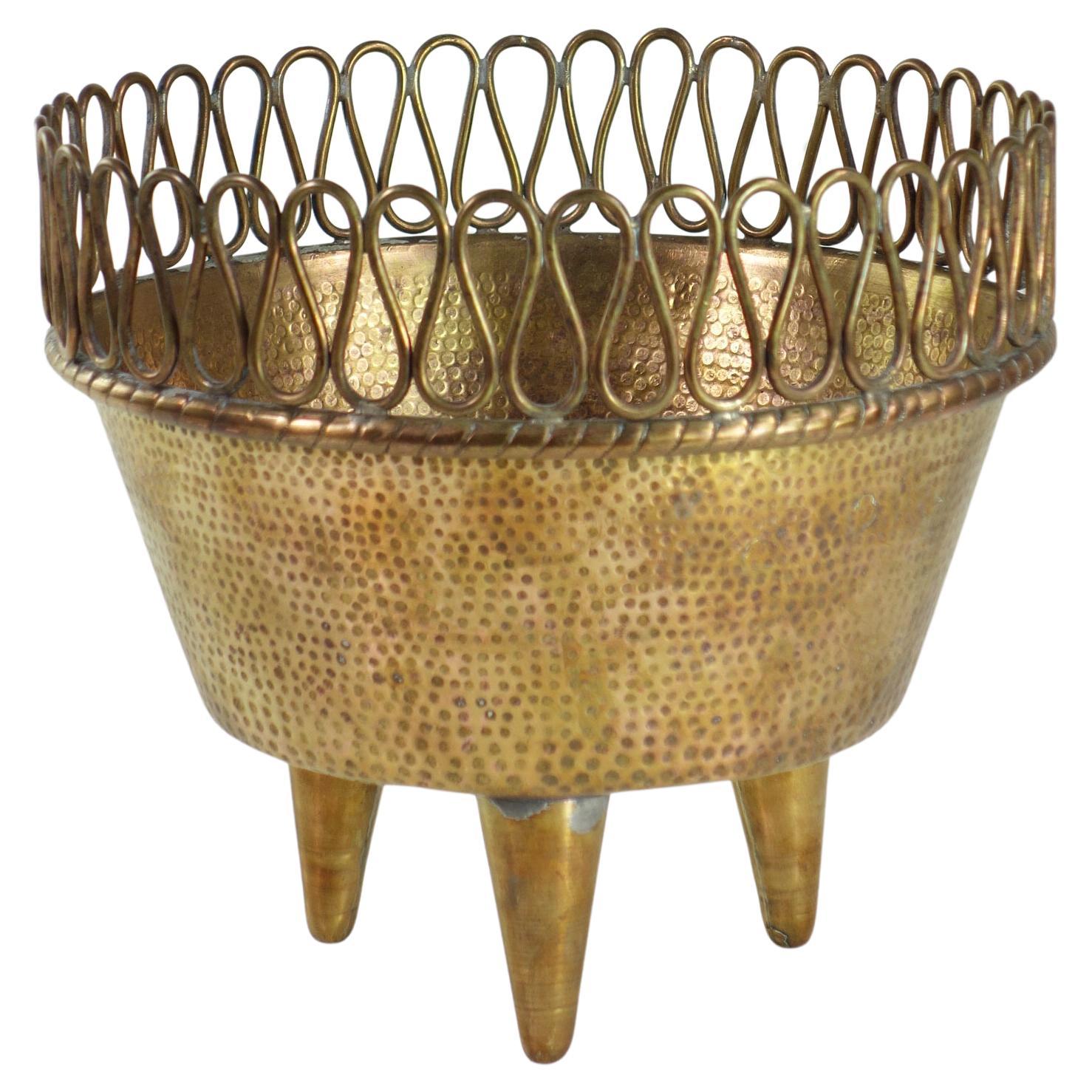1950 Diseño italiano de mediados de siglo al estilo de Gio Ponti Jarrón de metal, latón y cobre