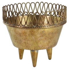 Vaso in metallo, ottone, rame, stile Gio Ponti, 1950, metà del secolo scorso