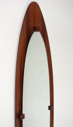 1950 Italienisches Mid Century Modern Design Teakholz Wandspiegel