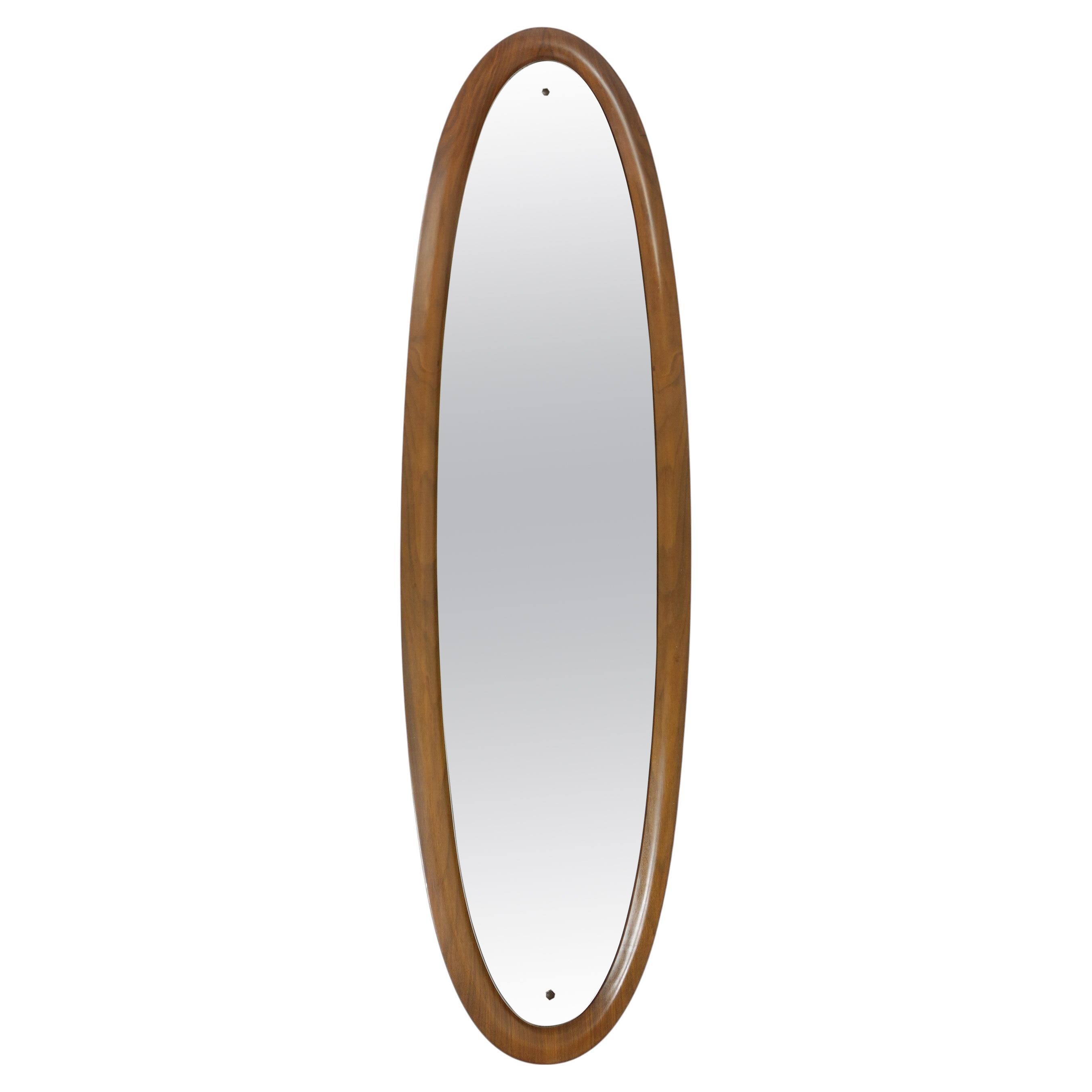Specchio da parete in legno di tek del 1950, design italiano del Mid Century Moderno
