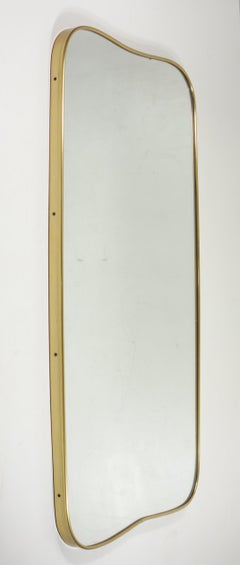 1950 Italian Midcentury Modern Gold Anodized Aluminum Wall Mirror
