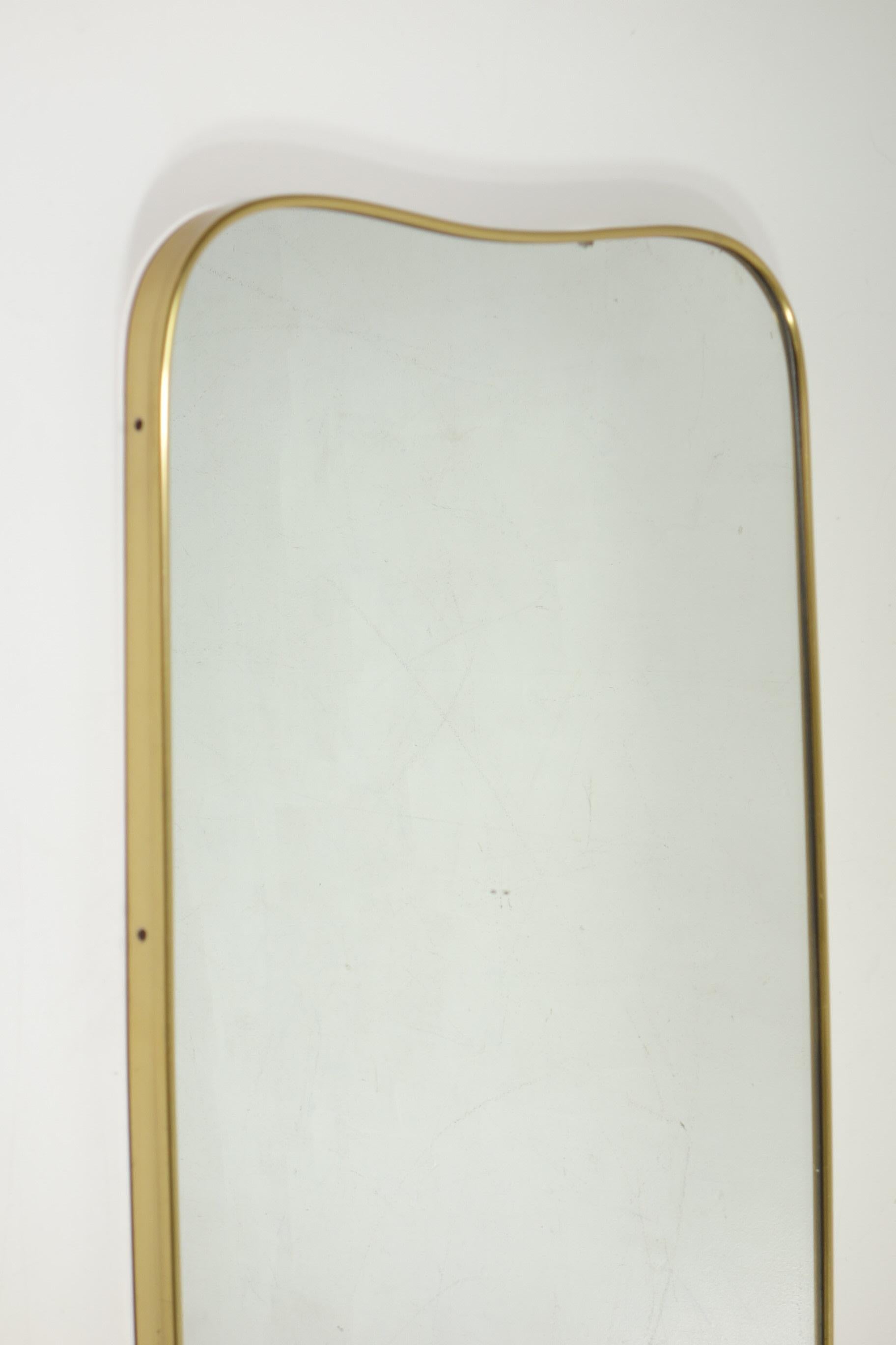 Mid-Century Modern 1950 Italian Midcentury Modern Gold Anodized Aluminum Wall Mirror For Sale