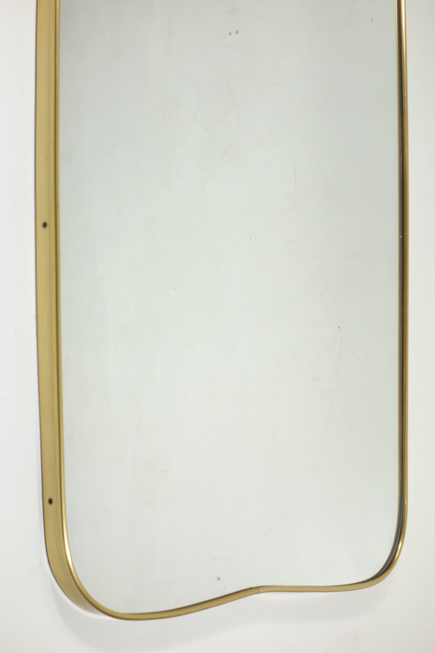 1950 Italian Midcentury Modern Gold Anodized Aluminum Wall Mirror In Good Condition For Sale In Brescia, IT