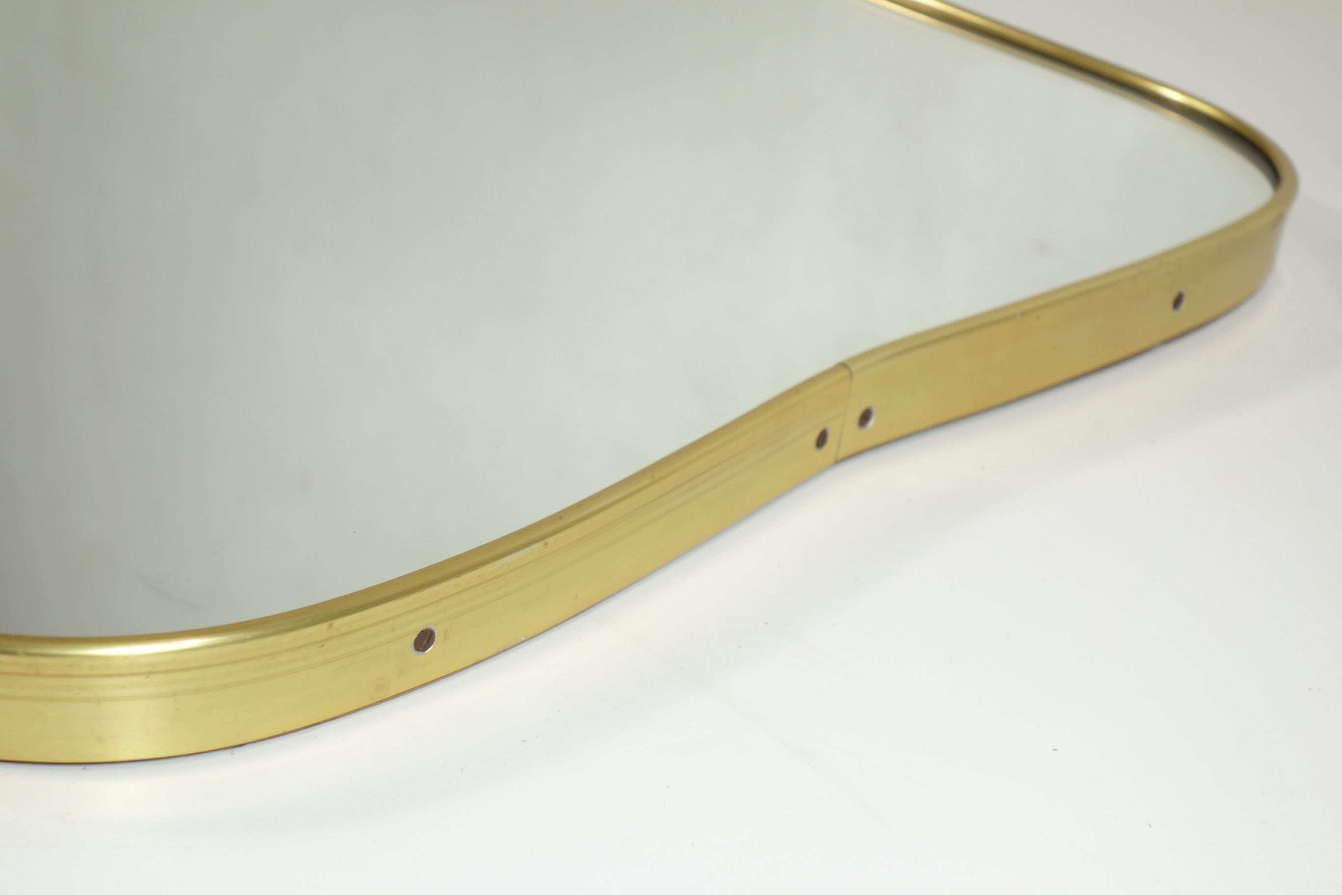 Mid-20th Century 1950 Italian Midcentury Modern Gold Anodized Aluminum Wall Mirror For Sale