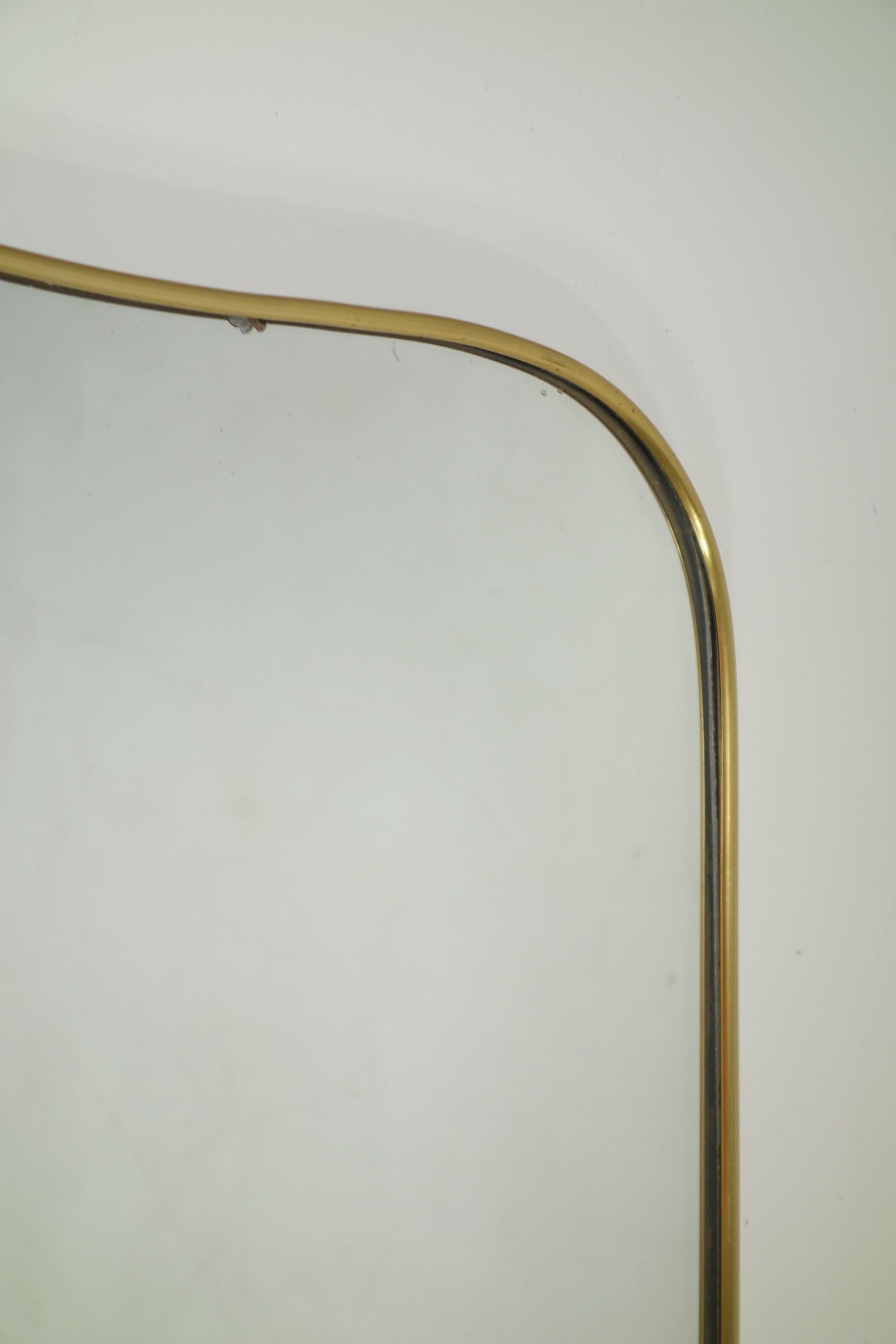 Brass 1950 Italian Midcentury Modern Gold Anodized Aluminum Wall Mirror For Sale
