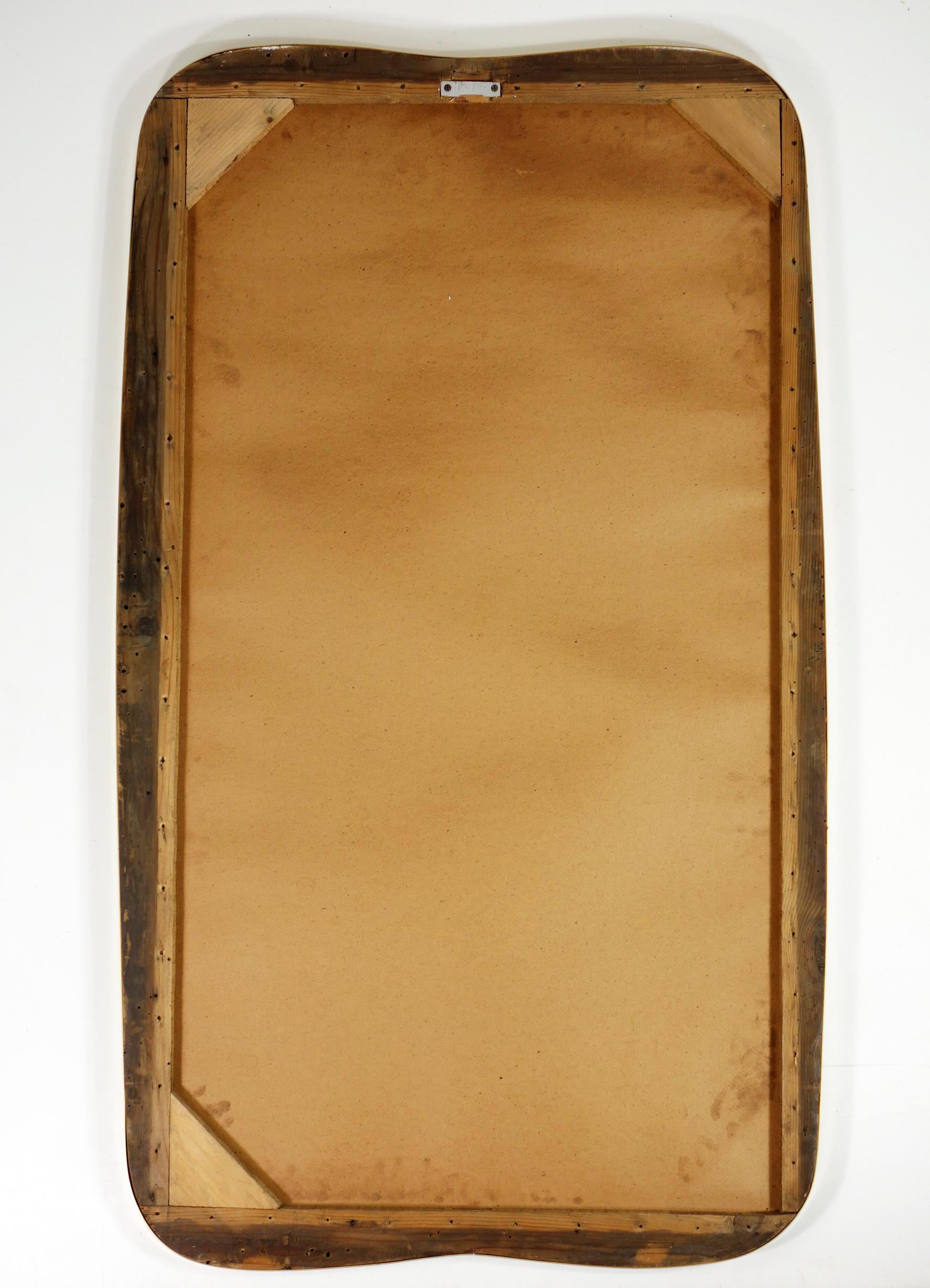 1950 Italian Midcentury Modern Gold Anodized Aluminum Wall Mirror For Sale 2