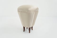 1950 Italian Rare Vanity Stool in Elegant Satin