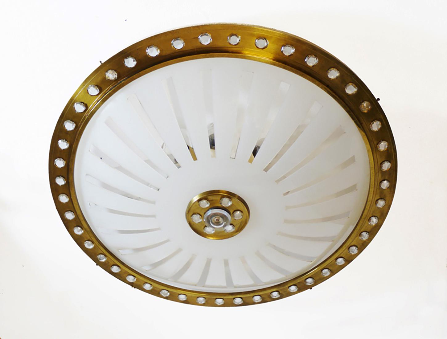 Ottone Lampadario Starburst Flush Mount del 1950 italiano da 32 pollici alla maniera di Arredoluce in vendita