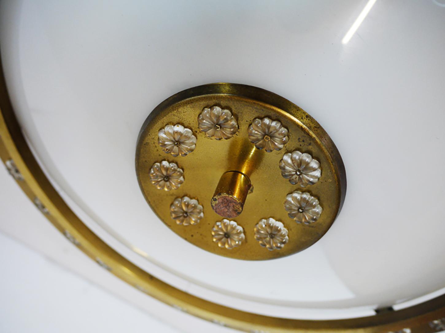 Italiano Lampadario a incasso a raggiera italiano del 1950 alla maniera di Arredoluce in vendita