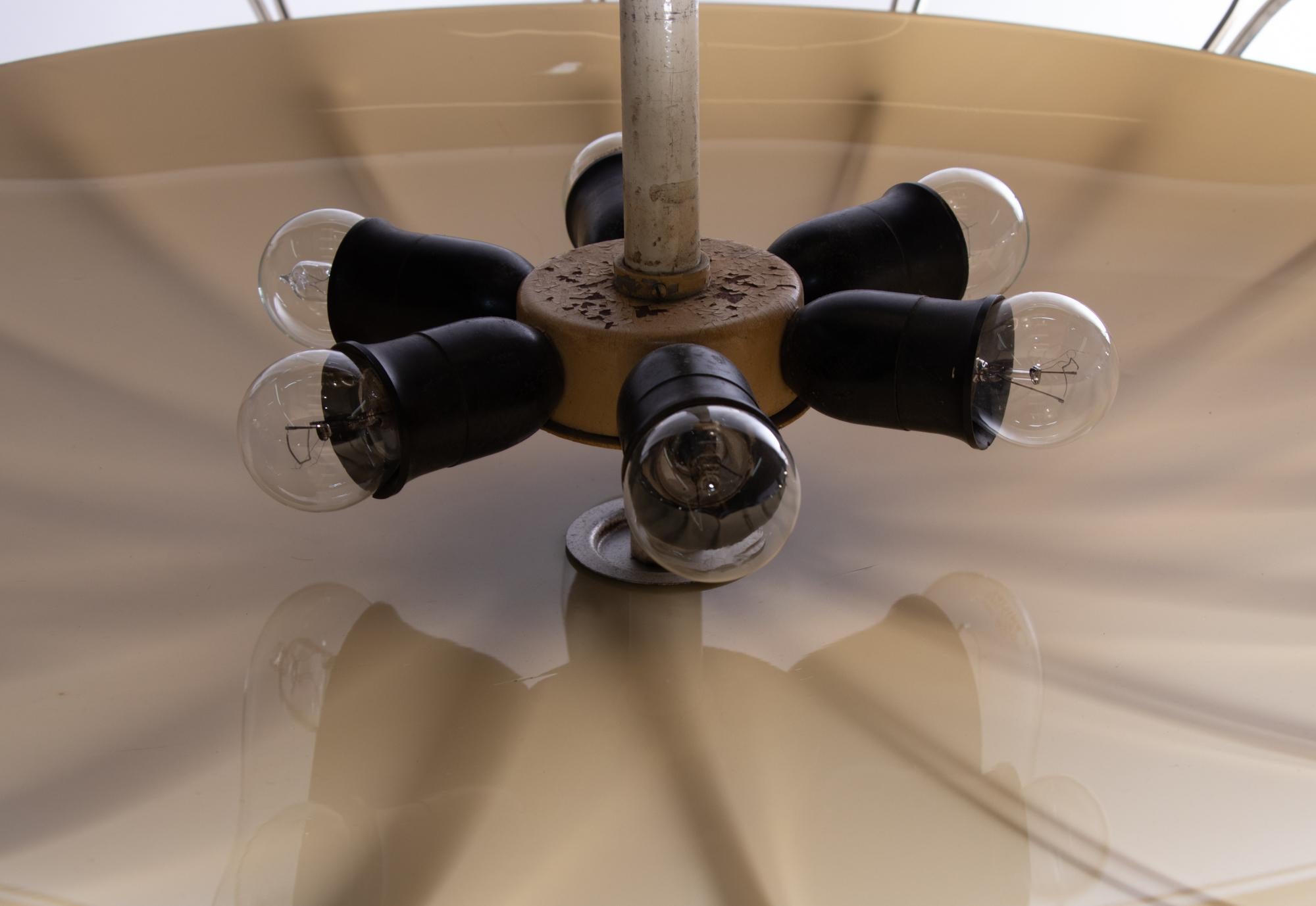 1950 Italy Starburst Flush Mount Chandelier in the Manner of Arredoluce For Sale 3