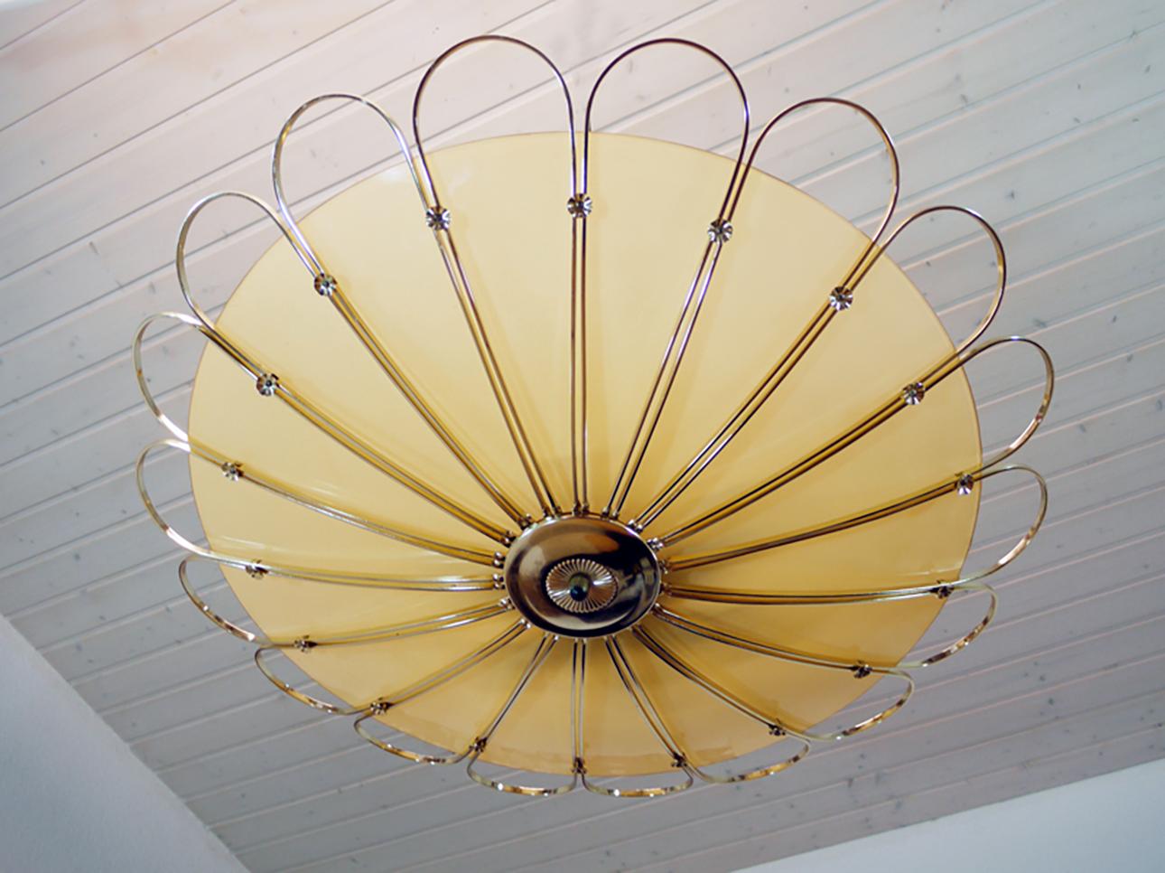 Mid-Century Modern 1950 Italy Starburst Flush Mount Chandelier in the Manner of Arredoluce For Sale