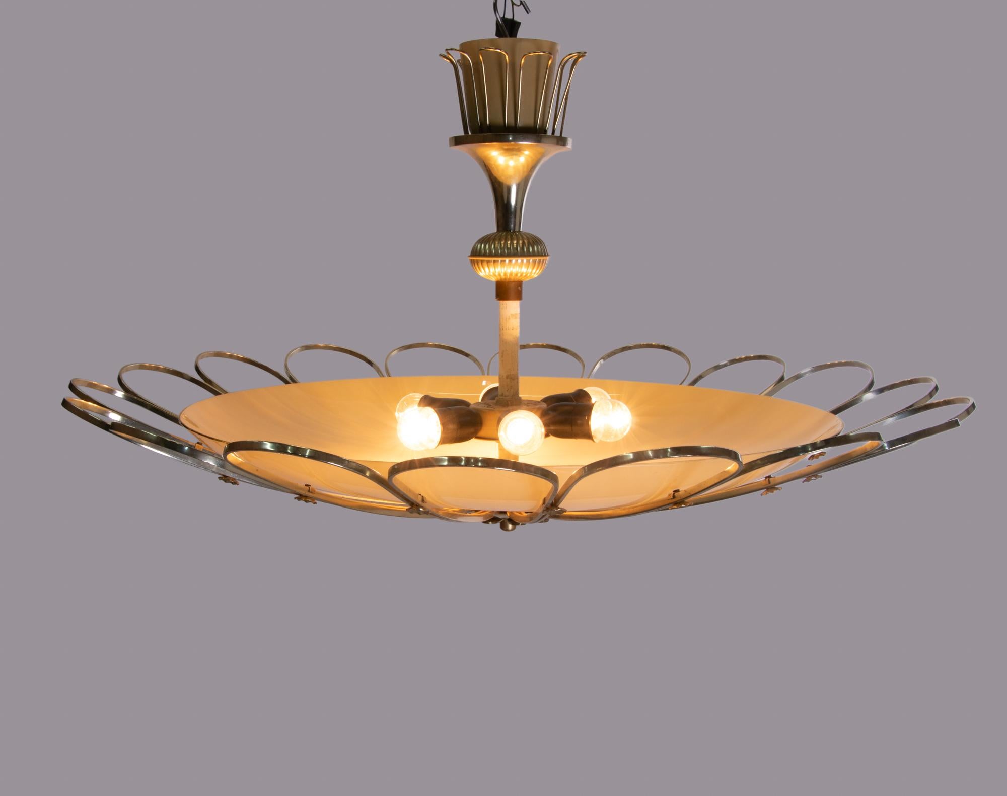 Italian 1950 Italy Starburst Flush Mount Chandelier in the Manner of Arredoluce For Sale