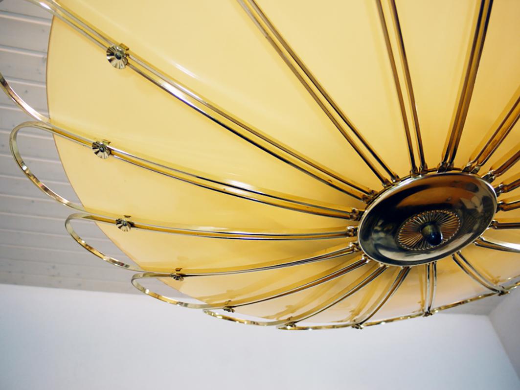 Mid-20th Century 1950 Italy Starburst Flush Mount Chandelier in the Manner of Arredoluce For Sale