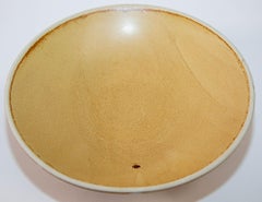 1950 Japanese Pottery Shallow Footed Bowl Wabi Sabi Honey Color 10 inches D.