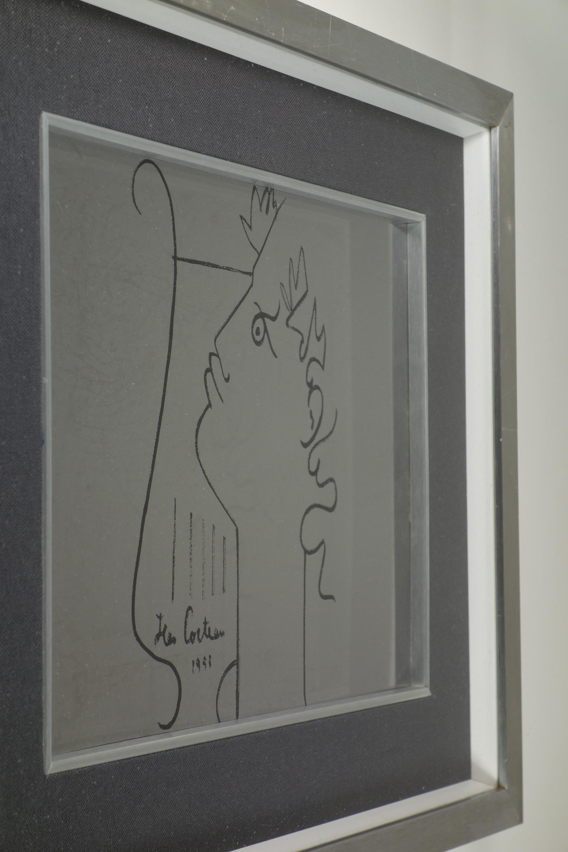 Modern 1950 Jean Cocteau Orpheus serigraph print with frame For Sale