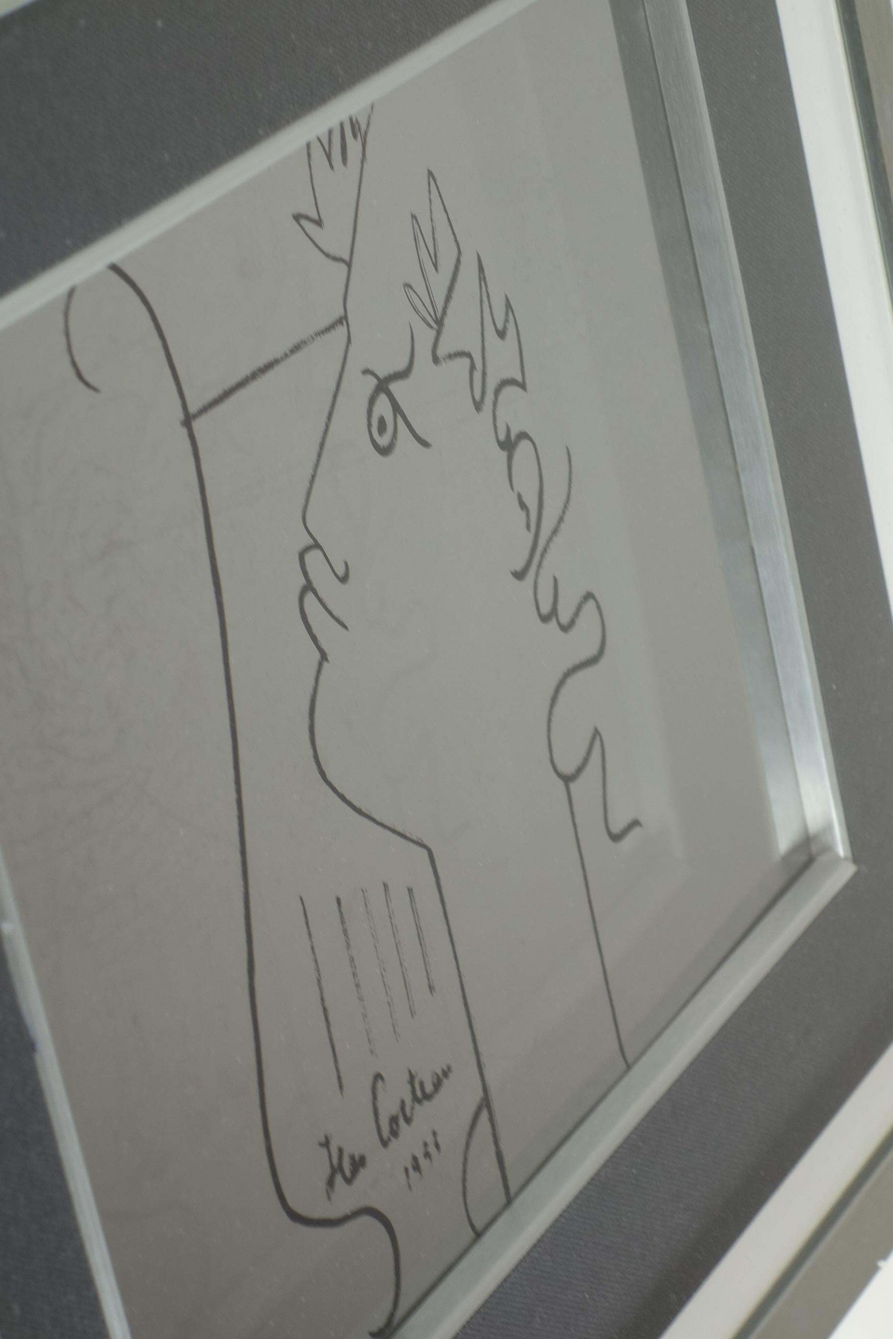 Mid-20th Century 1950 Jean Cocteau Orpheus serigraph print with frame For Sale