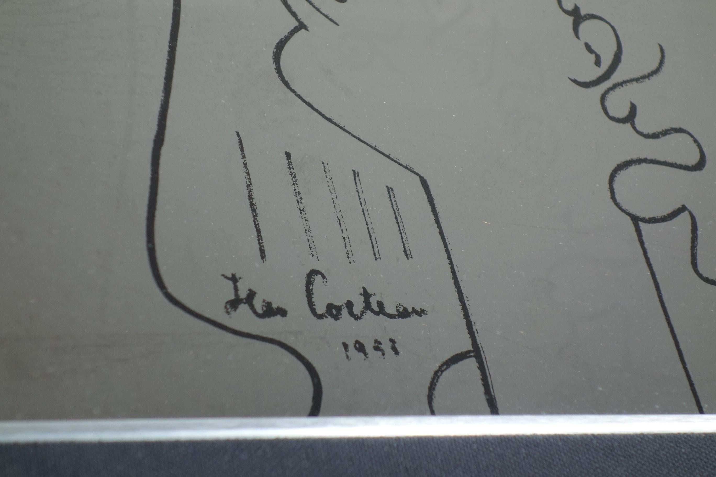 Metal 1950 Jean Cocteau Orpheus serigraph print with frame For Sale