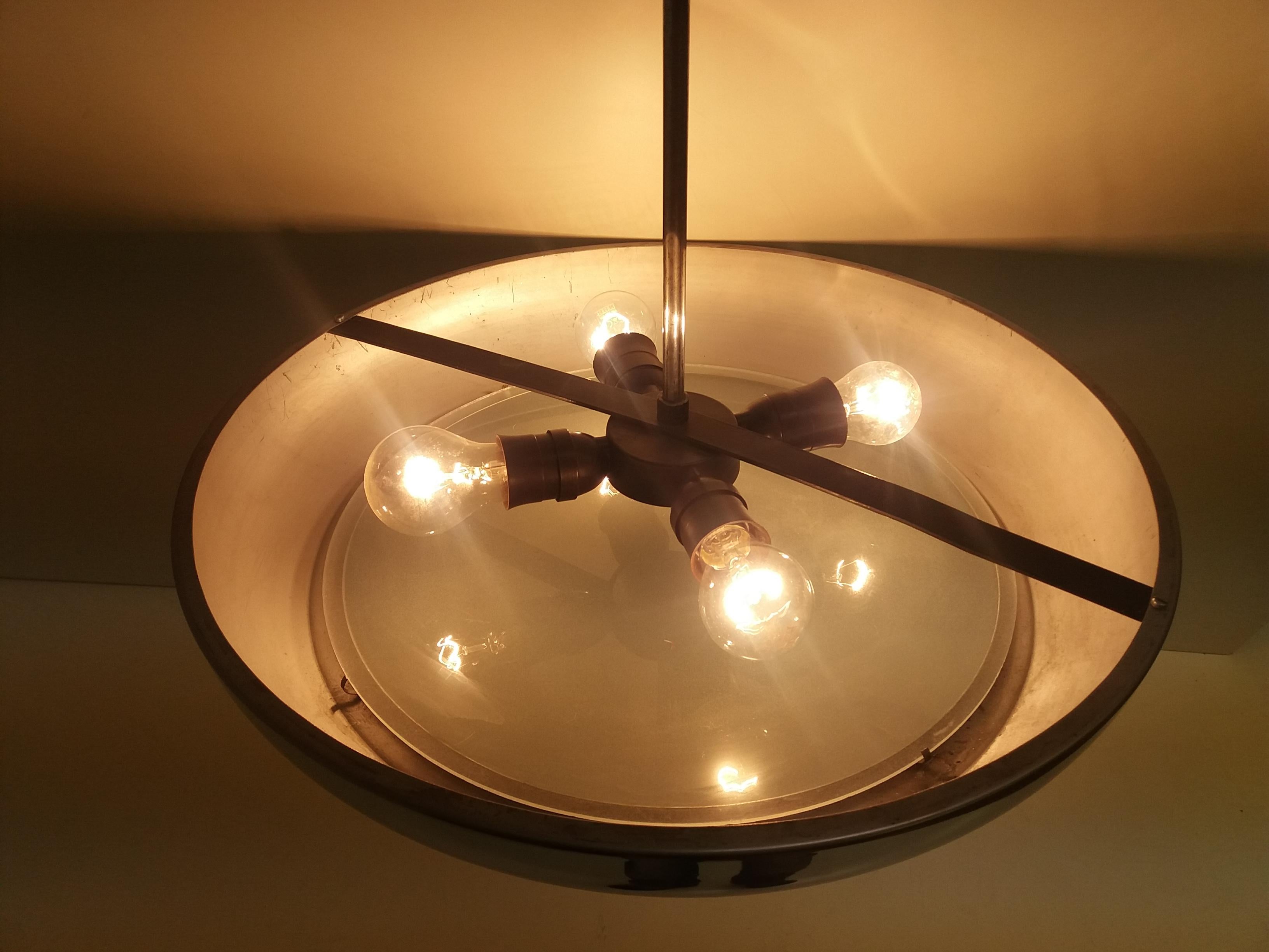 Mid-Century moderno 1950 Lampadario Josef Hůrka Ufo-Napako per Napako, Cecoslovacchia in vendita