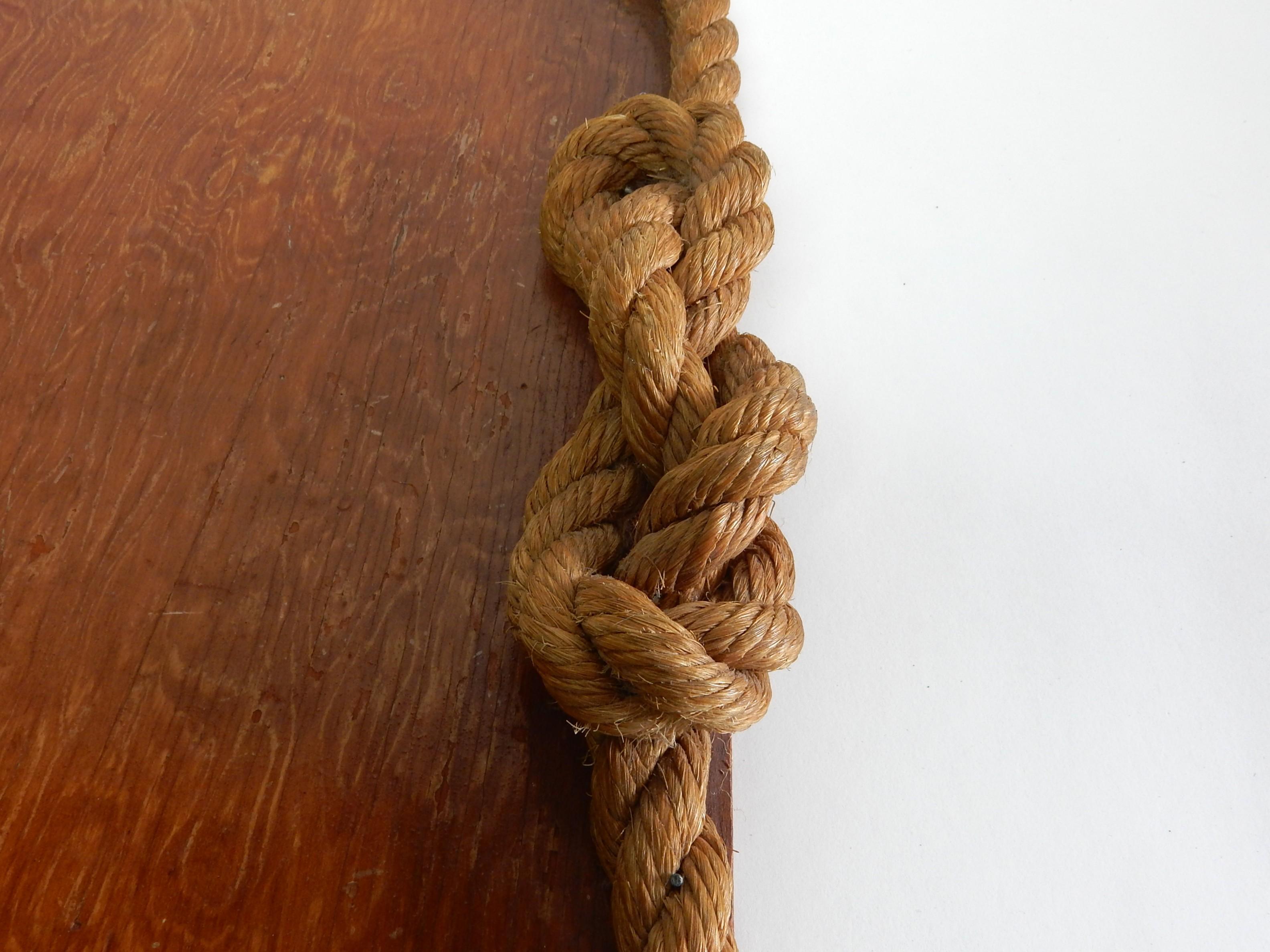 American 1950 Josephine De Ville of Miami Artistic Serving Bar Tray Hemp Rope Plywood For Sale