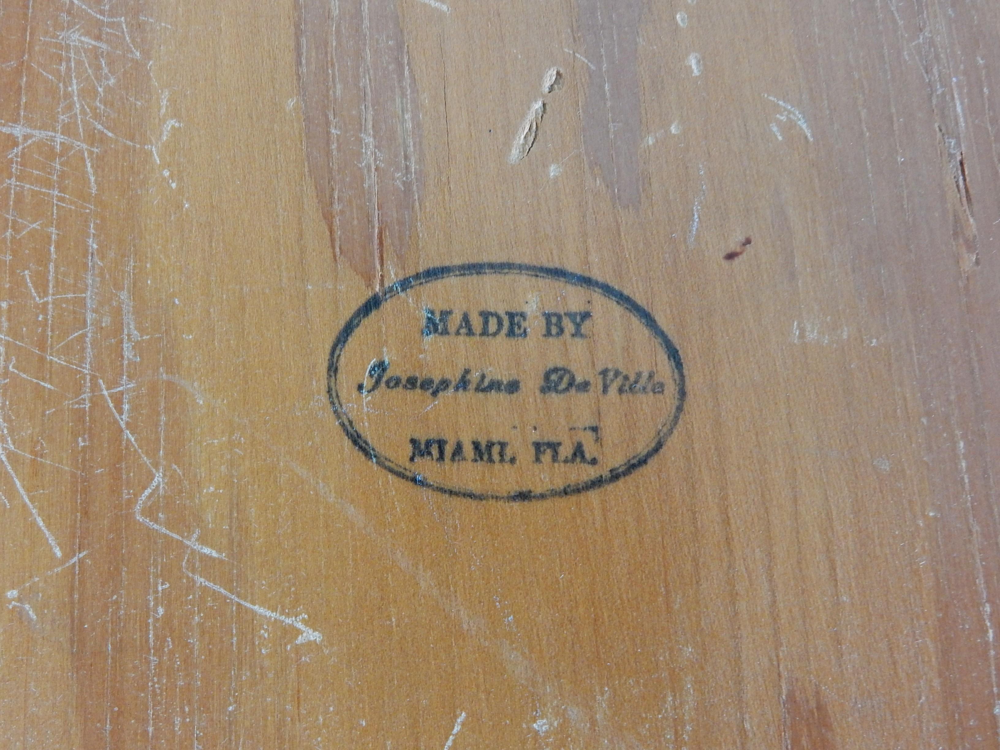 1950 Josephine De Ville of Miami Artistic Serving Bar Tray Hemp Rope Plywood For Sale 1