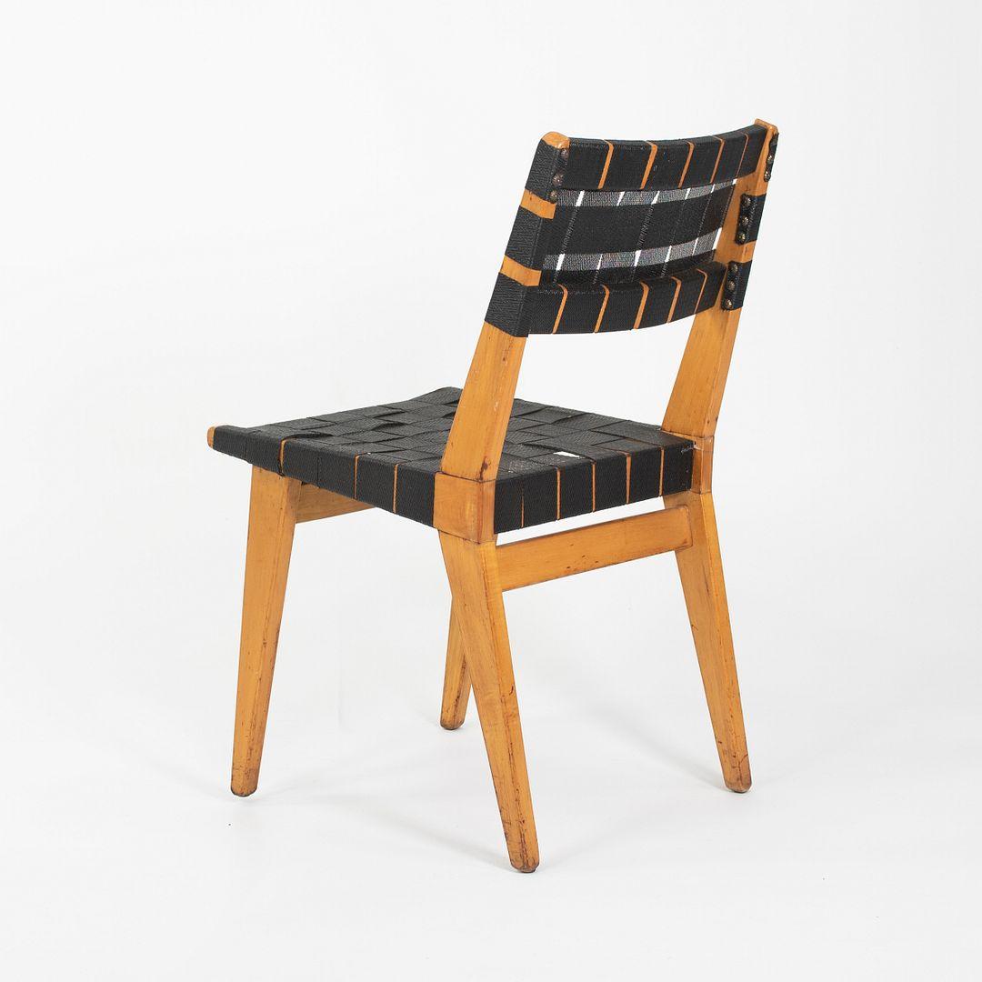 1950 Knoll Risom Side Chair en érable avec sangles noires, Model 666C-WB en vente 3