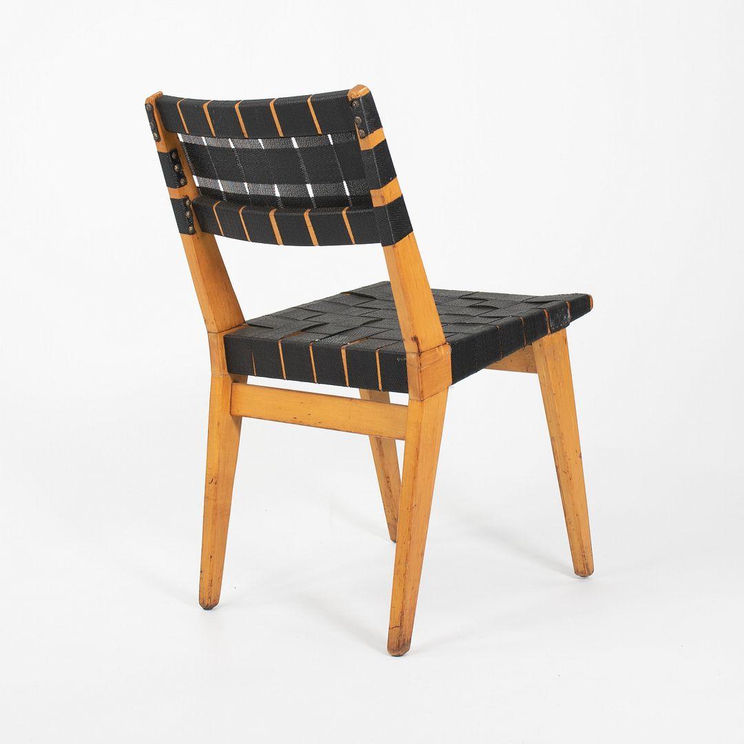1950 Knoll Risom Side Chair en érable avec sangles noires, Model 666C-WB Bon état - En vente à Philadelphia, PA