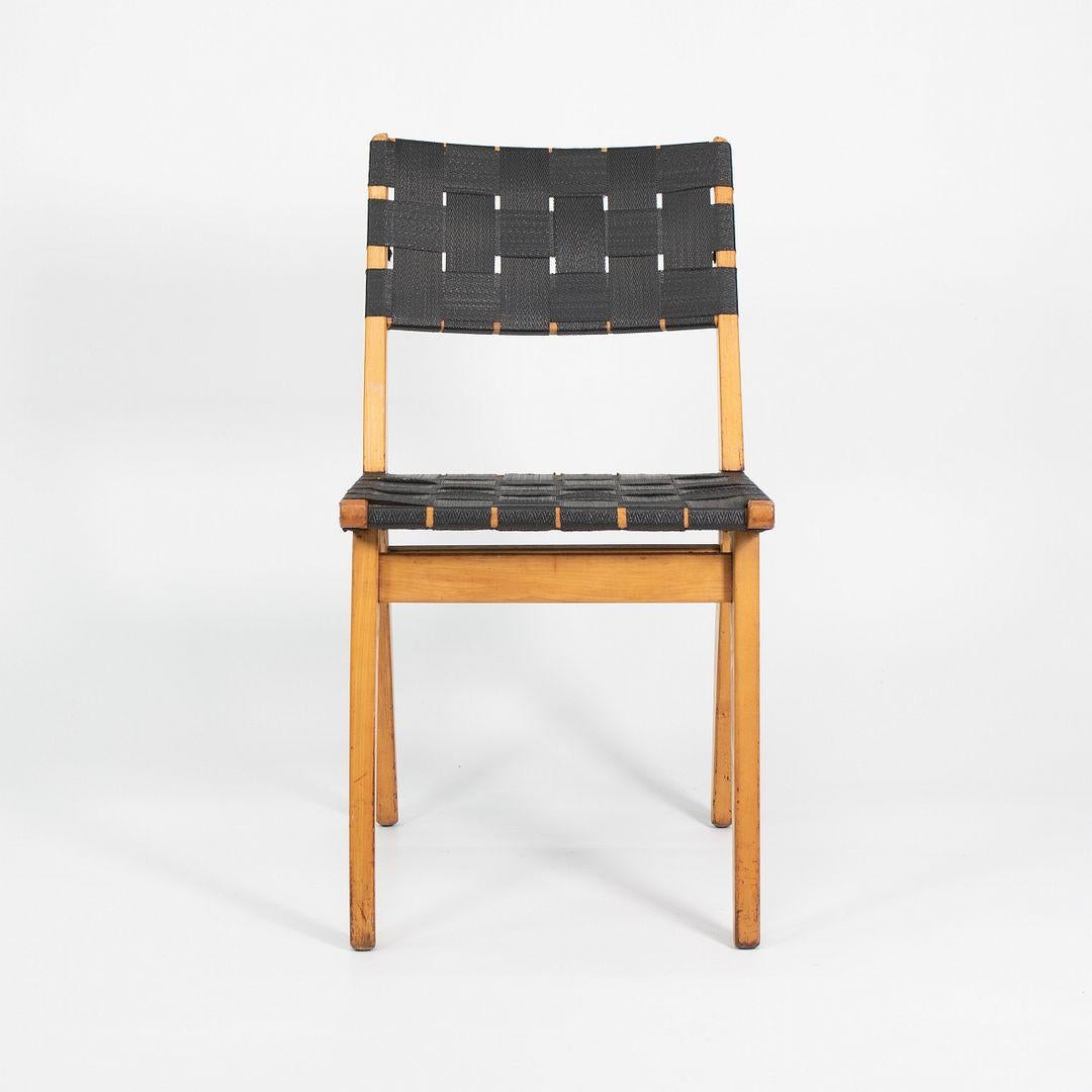 Milieu du XXe siècle 1950 Knoll Risom Side Chair en érable avec sangles noires, Model 666C-WB en vente