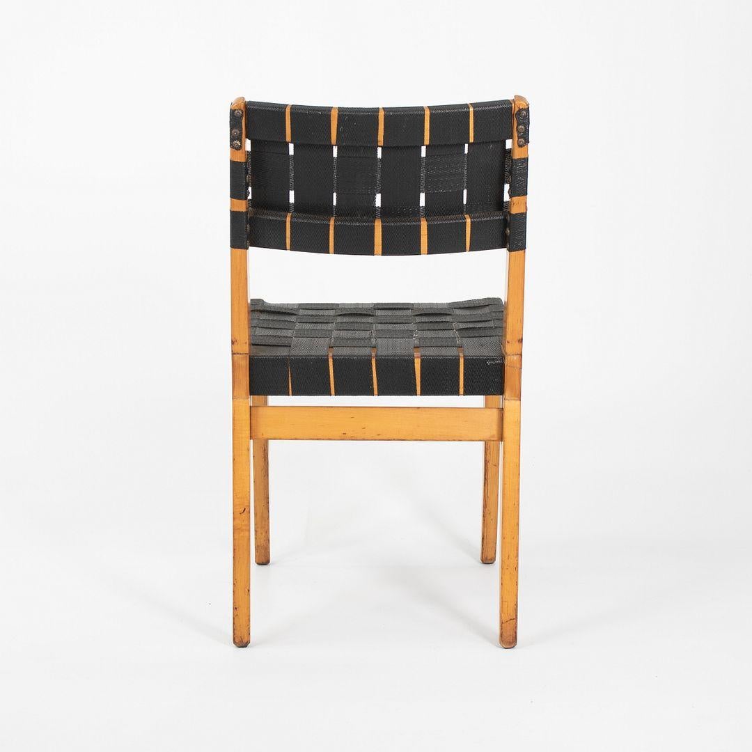 Érable 1950 Knoll Risom Side Chair en érable avec sangles noires, Model 666C-WB en vente