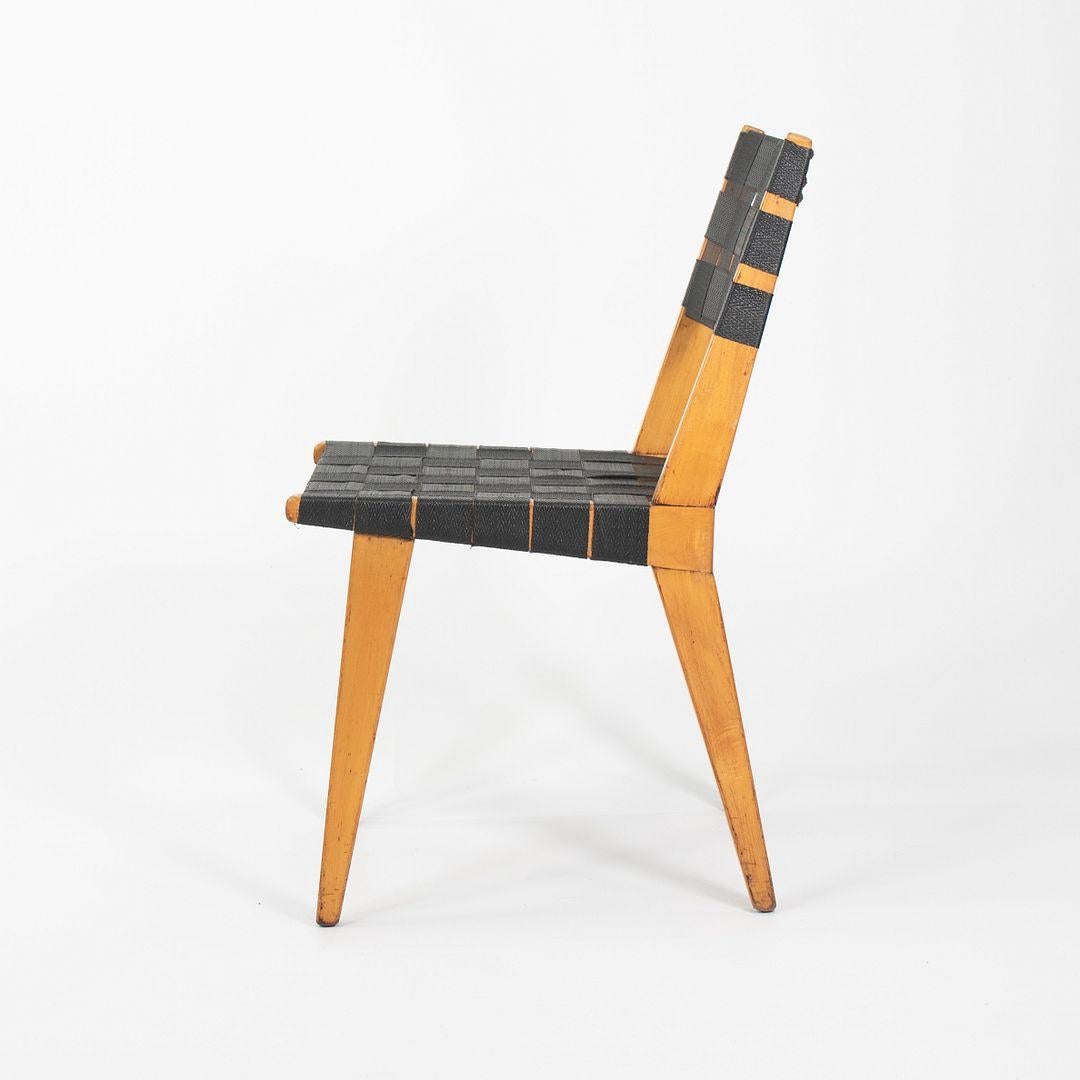 1950 Knoll Risom Side Chair en érable avec sangles noires, Model 666C-WB en vente 1