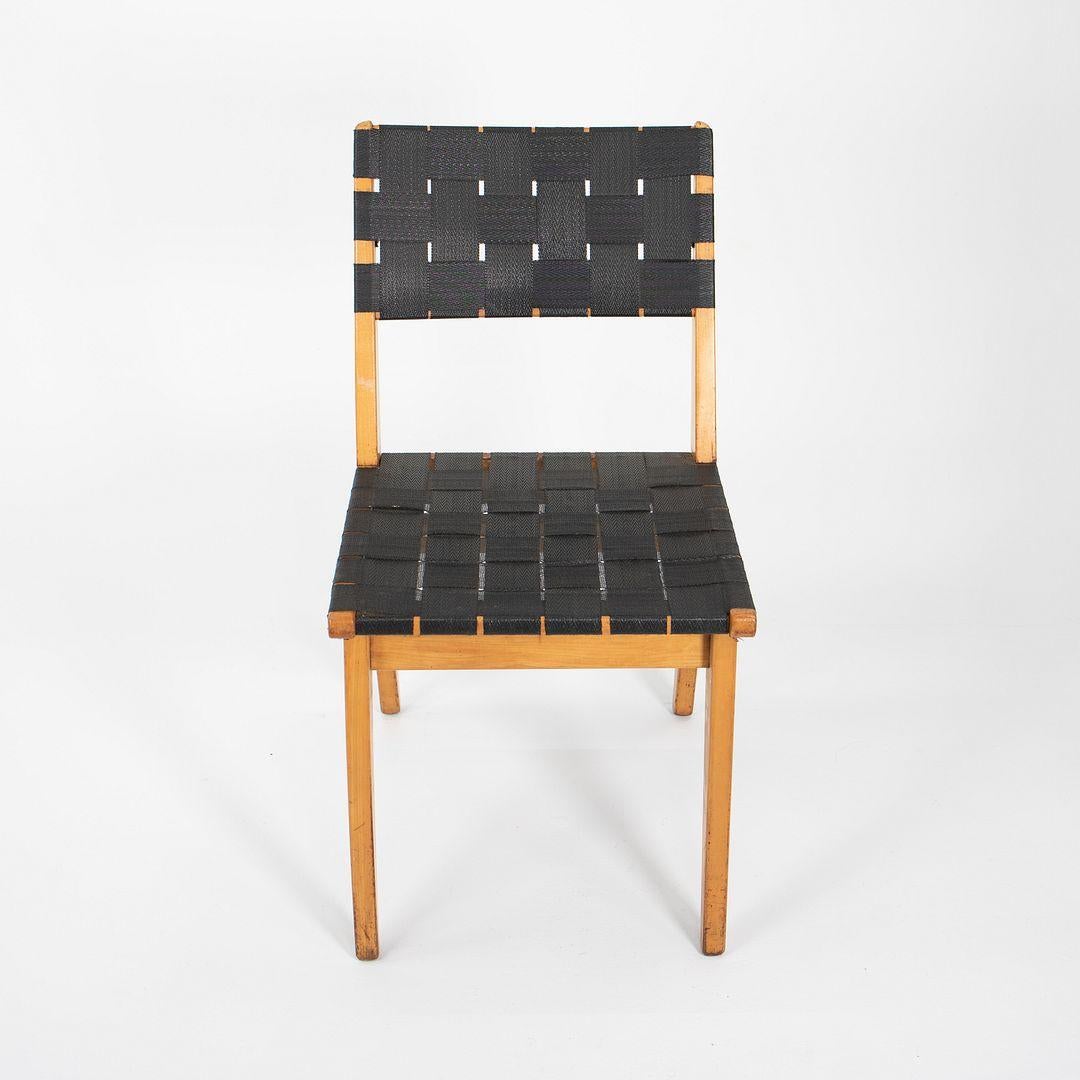 1950 Knoll Risom Side Chair en érable avec sangles noires, Model 666C-WB en vente 2