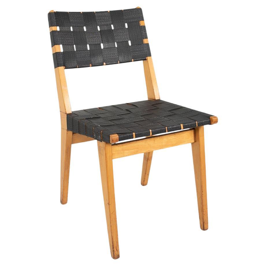 1950 Knoll Risom Side Chair en érable avec sangles noires, Model 666C-WB en vente