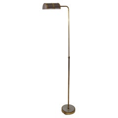 1950 Koch & Lowy Style Mid-Century Modern Adjustable Brass Steel Floor Lamp