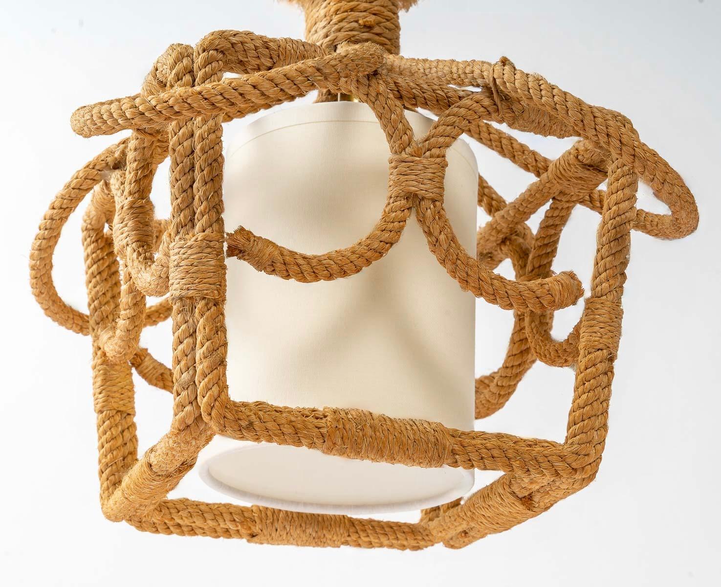 Mid-20th Century 1950 Lantern in Rope Audoux Minet For Sale