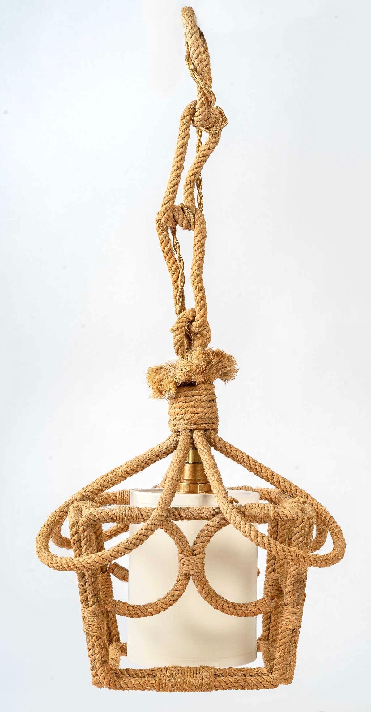 Milieu du XXe siècle Lanterne en corde Audoux Minet des années 1950 en vente
