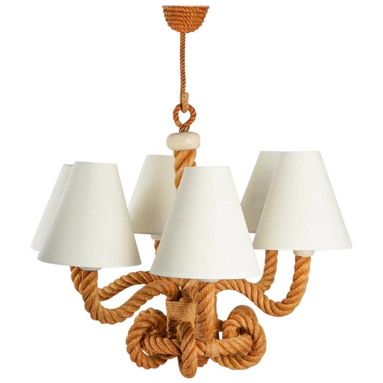 1950 Large Audoux And Minet Rope Chandelier For At 1stdibs 1950 Large Audoux And Minet Rope Chandelier For