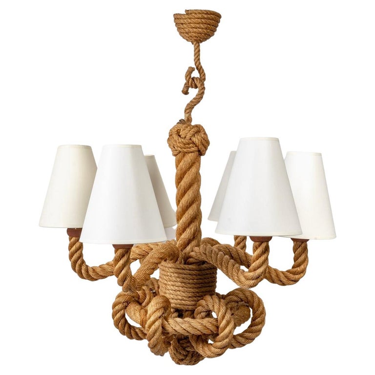 1950 Large Audoux and Rope Chandelier For Sale at 1stDibs