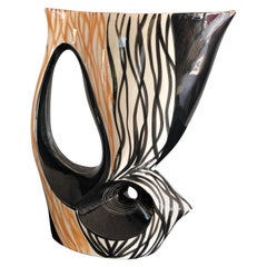 1950 Large Ceramic Vase with Double-Sided Decoration