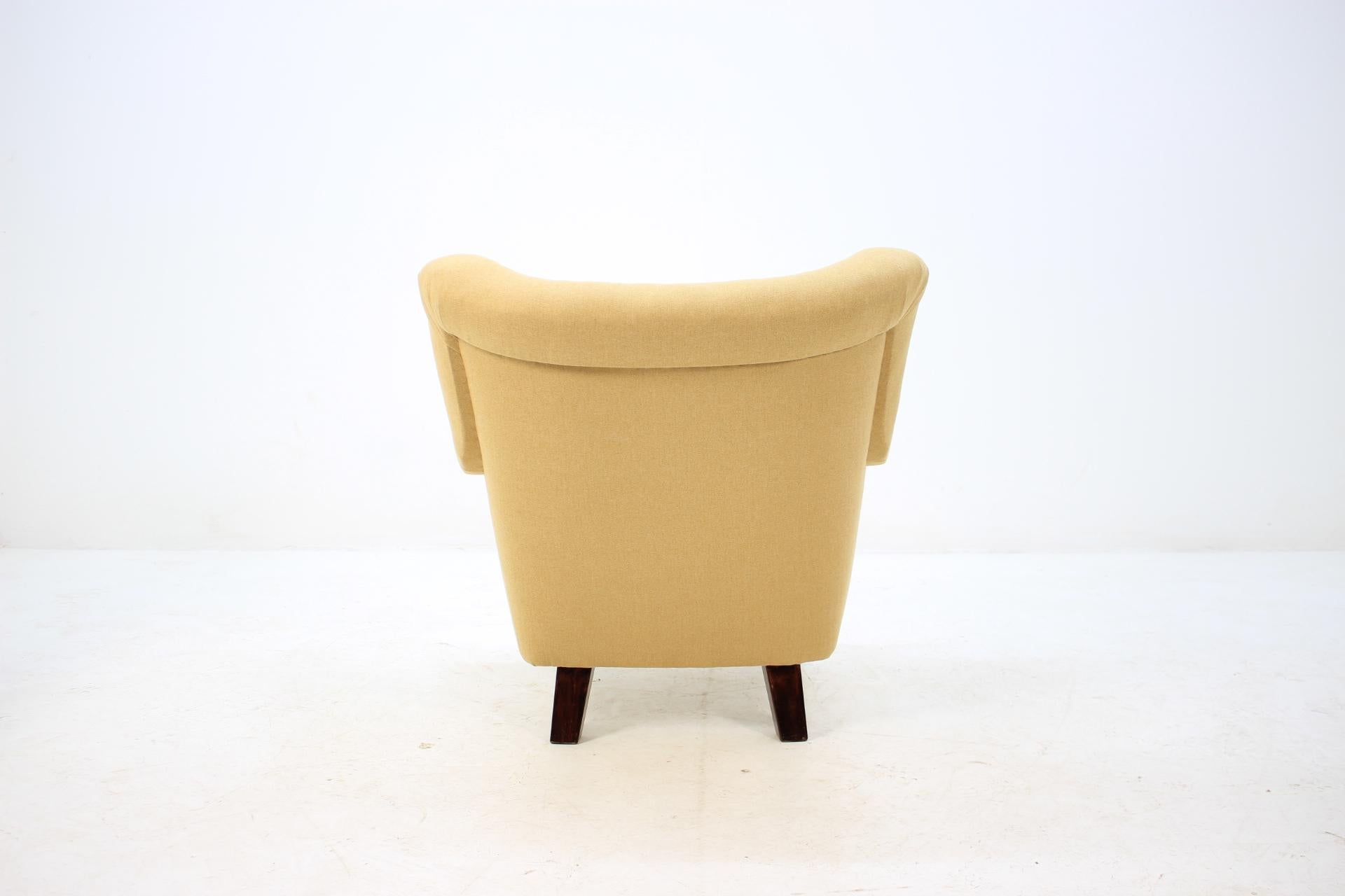Fabric 1950 Large Lounge Chair, Czechoslovakia