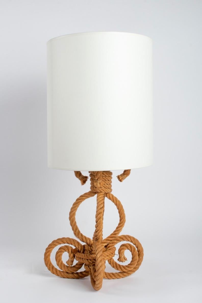 Mid-20th Century 1950, Large Pair of Adrien Audoux & Frida Minet Rope Lamp