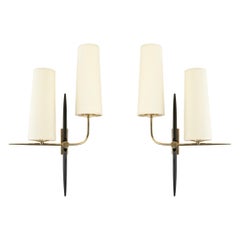 1950 Large Pair of Asymmetrical Wall Lights Maison Arlus