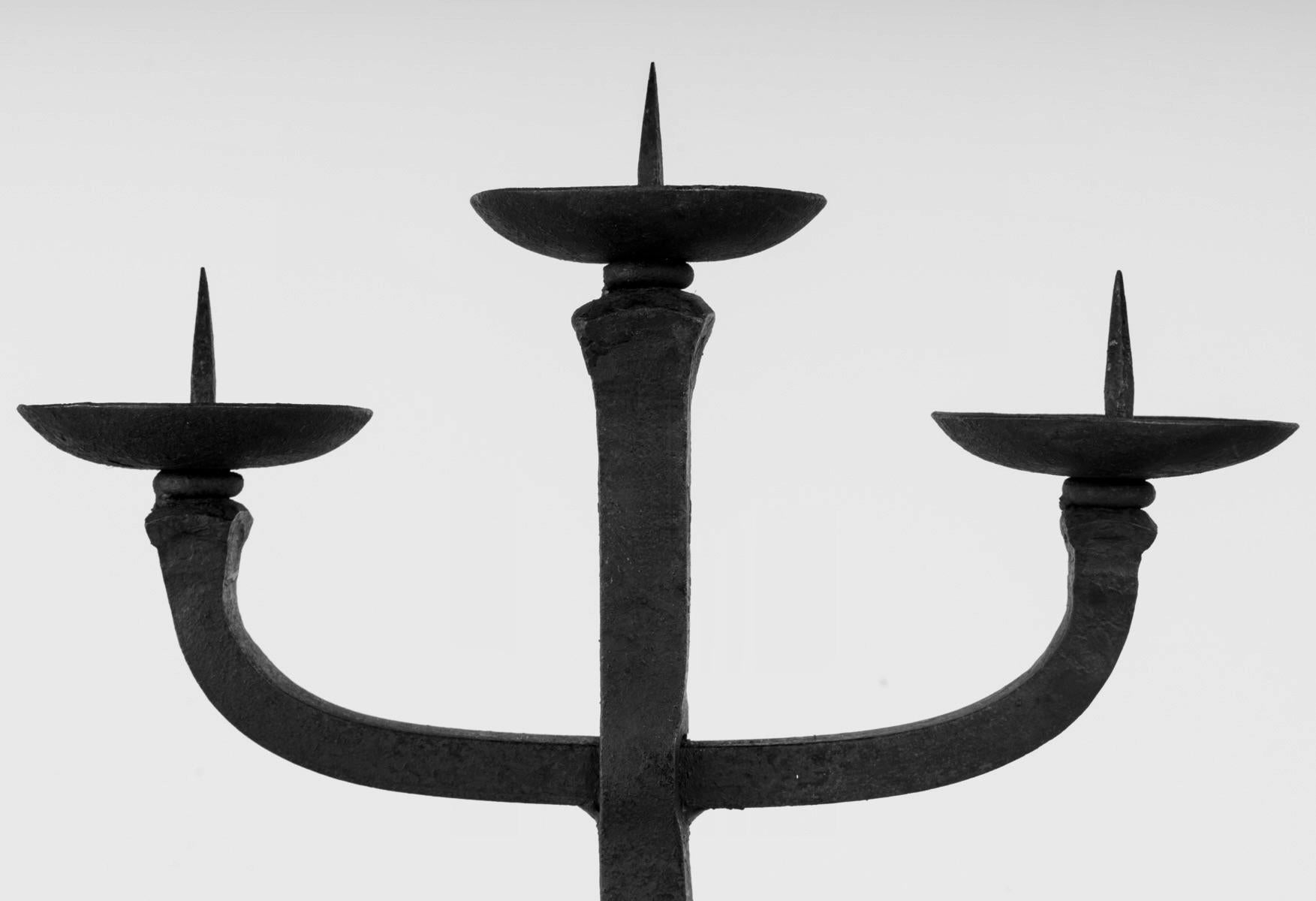 French 1950 Large pair of candlesticks by Jean Touret, Ateliers Marolles For Sale