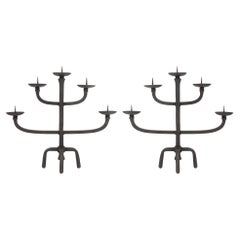 1950 Gran pareja de candelabros de Jean Touret, Atelier Marolles